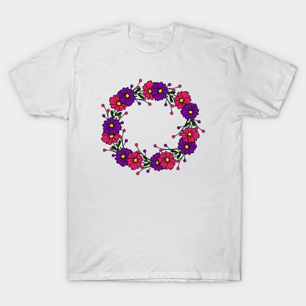 Floral wreath T-Shirt by Daria Popkova